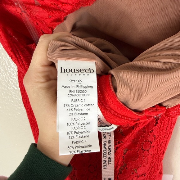 House of CB Belle Red Off Shoulder Floral Lace Maxi Dress - Picture 7 of 9